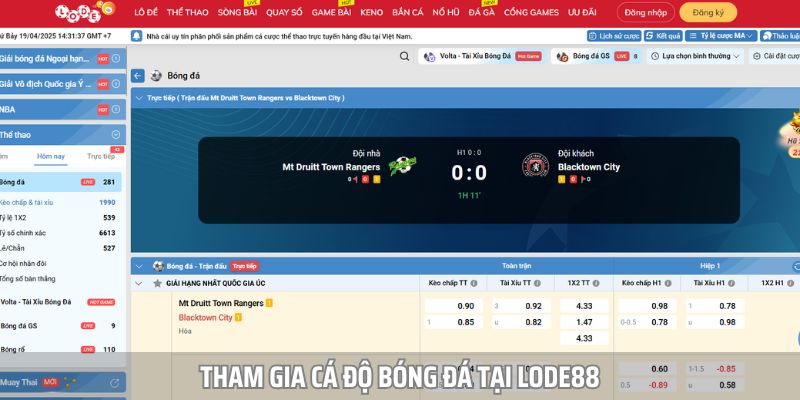 Tham gia cá độ bóng đá tại nhà cái Lode88