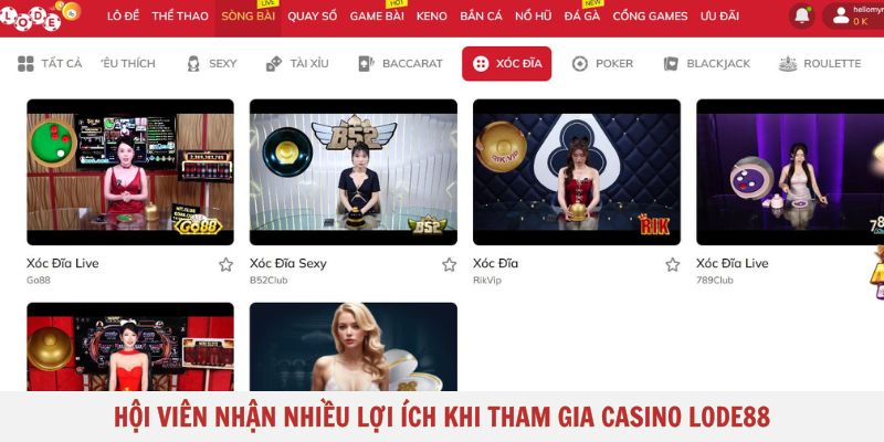 Hội viên nhận nhiều lợi ích khi tham gia casino Lode88