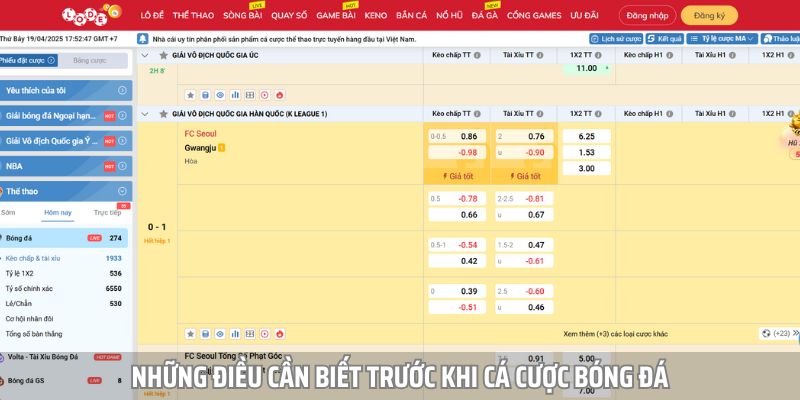 Lưu ý các thông tin khi cá cược bóng đá