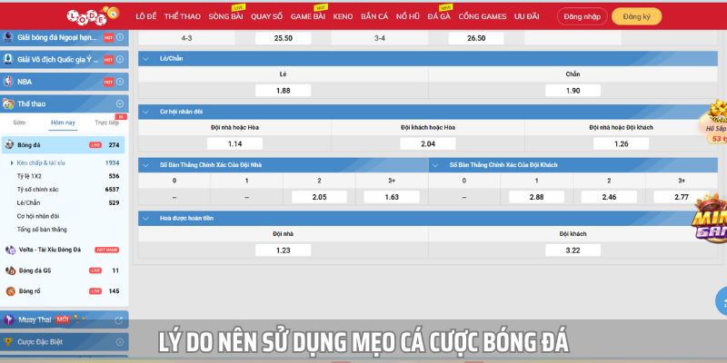 Nên áp dụng các mẹo cá cược bóng đá