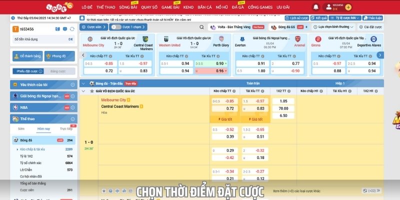 Để tăng tỷ lệ thắng, bet thủ hãy chọn thời điểm vào tiền phù hợp