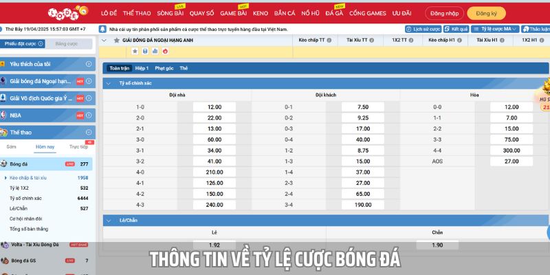 Khái quát nhanh thông tin về tỷ lệ cược bóng đá
