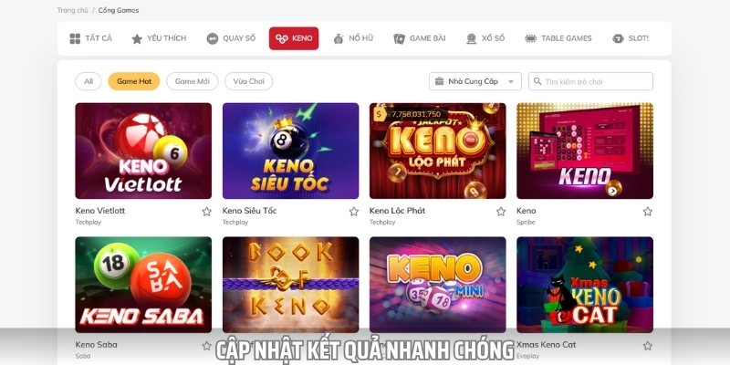 Nhà cái còn cập nhật kết quả xổ số nhanh chóng trong ngày